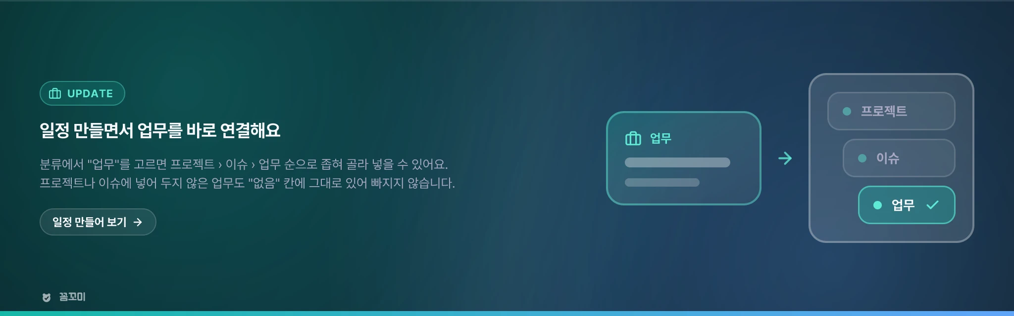 일정을 만들면서 업무를 바로 연결합니다